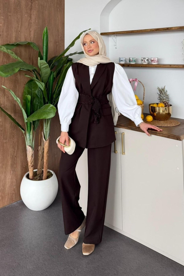 Hicran Lastikli Takım Kahve