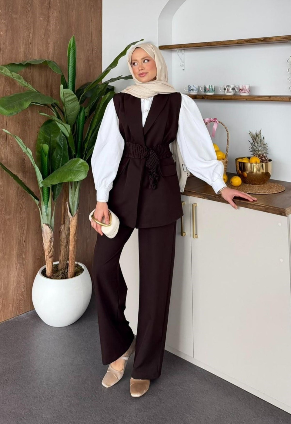 Hicran Lastikli Takım Kahve