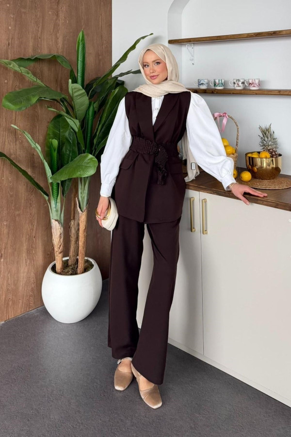 Hicran Lastikli Takım Kahve