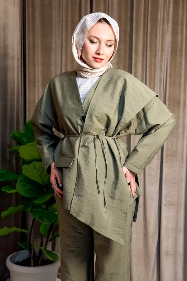 Laye Ceketli Şallı Takım