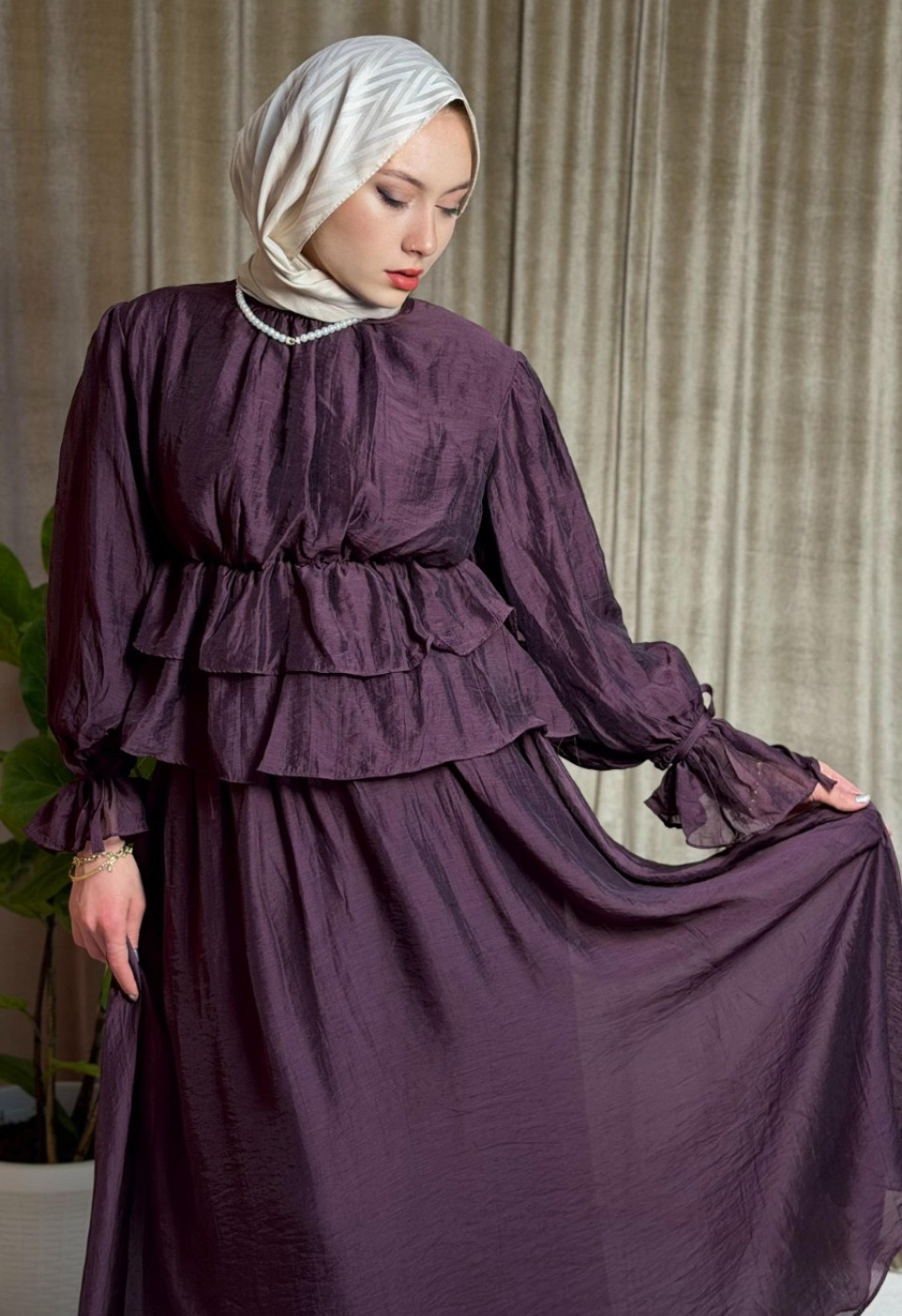 Elegance Kolları Bağlamalı Etekli Takım